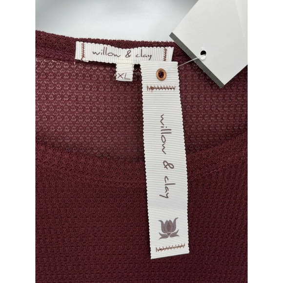 Willow and Clay Women's Sangria Long Sleeve Lettuce Hem Thermal Crop Top Size XL - Picture 4 of 5